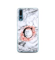 Mermer Çiçekli Harf Tasarım Süper Şeffaf Silikon Telefon Kılıfı Huawei P20 Pro  