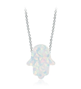 Söğütlü Silver opal taşlı fatma ana eli kolye