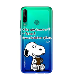 Snoopy Tasarımlı Süper Şeffaf Silikon Telefon Kılıfı Huawei P40 Lite E