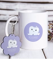 BK Gift Kişiye Özel Mesleki Pedodontist Beyaz Kupa ve Anahtarlık Hediye Seti (Model 1)