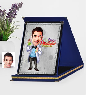 BK Gift Kişiye Özel Bay Kimya Öğretmeni Karikatürlü Lacivert Plaket  3
