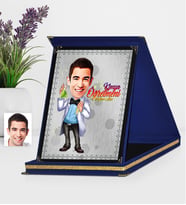 BK Gift Kişiye Özel Bay Kimya Öğretmeni Karikatürlü Lacivert Plaket  3