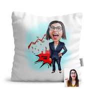 BK Gift Kişiye Özel Bayan Bankacı Karikatür  Yastık  4