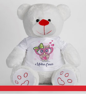 Kişiye Özel Peluş Ayıcık 50cm 86808 (Beyaz)