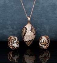 Gümüş Zirkon Taşlı Leopar Tasarım Set