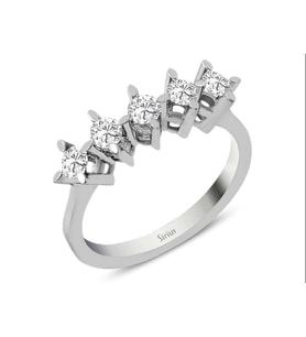 Sirius D Renk 0,45 Karat Pırlanta 5 Taş Yüzük 0704R0369