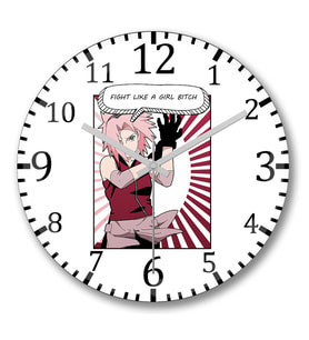 Sakura Naruto  Duvar Saati Bombeli Gercek Cam