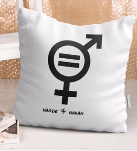 BK Gift Kişiye Özel Kadın ve Erkek İcon Beyaz Yastık-1