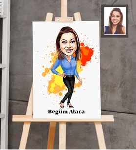 Kişiye Özel Öğretmen Karikatürlü  Ahşap Tablo 30x47 Bayan-11