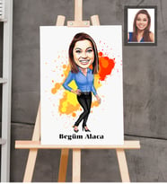 Kişiye Özel Öğretmen Karikatürlü  Ahşap Tablo 30x47 Bayan-11