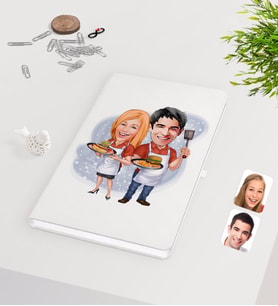 BK Gift Kişiye Özel Sevgililer Karikatürlü Beyaz Defter-57