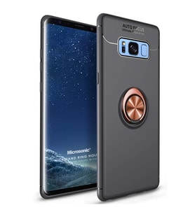 Microsonic Samsung Galaxy S8 Plus Kılıf Kickstand Ring Holder Siyah Rose