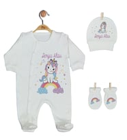 Pia Baby Gl 1916-01 İsme Özel Üçlü Tulum Set