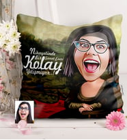 BK Gift Kişiye Özel Mona Lisa Karikatürlü  Yastık  1