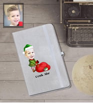 Kişiye Özel Yılbaşı Çocuk Karikatürlü Gri Defter Model-1