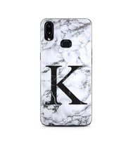 Samsung A10s Beyaz Mermer Harf Tasarımlı Telefon Kılıfı K-Harfi 
