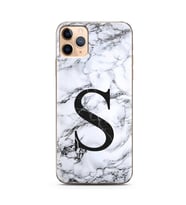 Iphone 11 Pro Max Beyaz Mermer Harf Tasarımlı Telefon Kılıfı S-Harfi 