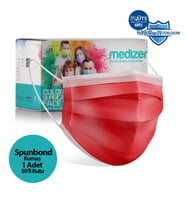 Medizer Full Ultrasonik Cerrahi Ağız Maskesi 3 Katlı Spunbond Kumaş 50 Adet - Telli -Kırmızı