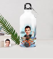 BK Gift Kişiye Özel Bay Baterist Karikatürlü Metal Suluk 500 Ml 1