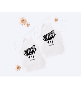 BK Gift Kişiye Özel İkili Yakışıklı ve Güzel Chef Beyaz Mutfak Önlüğü Seti-5