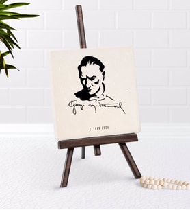BK Gift Kişiye Özel Atatürk Temalı Şovaleli Doğal Taş-19 (Beyaz)
