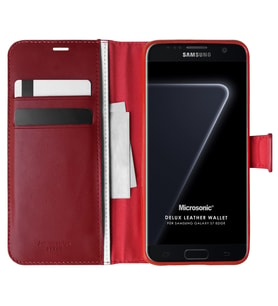 Microsonic Samsung Galaxy S7 Edge Kılıf Delux Leather Wallet Kırmızı