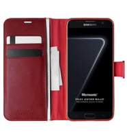Microsonic Samsung Galaxy S7 Edge Kılıf Delux Leather Wallet Kırmızı
