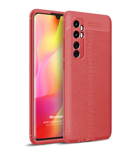 Microsonic Xiaomi Mi Note 10 Lite Kılıf Deri Dokulu Silikon Kırmızı