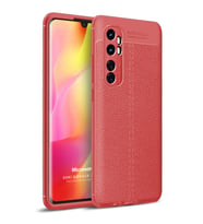 Microsonic Xiaomi Mi Note 10 Lite Kılıf Deri Dokulu Silikon Kırmızı