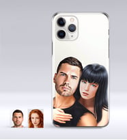 BK Gift Kişiye Özel Sevgililer Karikatürlü iPhone 11 Pro İnce Şeffaf Silikon Telefon Kapağı-37 (Beyaz)