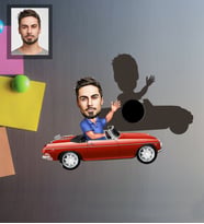 Kişiye Özel Sürücü Karikatürlü Ahşap Magnet Bay-1