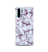 Mor Mermer Tasarımlı Süper Şeffaf Silikon Telefon Kılıfı Huawei P30 Pro 