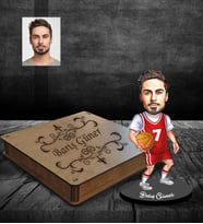 Kişiye Özel Basketbolcu Karikatürlü Ahşap Biblo Kutulu Bay-2