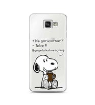 Snoopy Tasarımlı Süper Şeffaf Silikon Telefon Kılıfı Samsung A3 (2016)