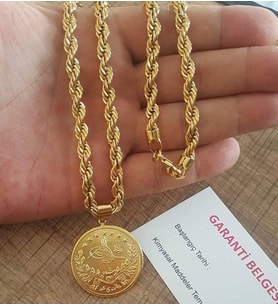 Reşat Kolye Kalın Halat Zincirli (Gold)