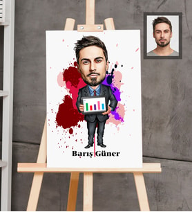 Kişiye Özel Patron Karikatürlü  Ahşap Tablo 30x47 Bay-14