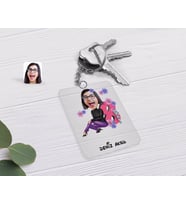 BK Gift Kişiye Özel Kadınlar Günü Karikatürlü Şeffaf Pleksi Anahtarlık-1 (Beyaz)
