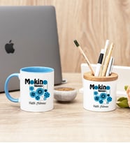 Makine Mühendisi Mavi Kupa Bardak Ve Kalemlik Hediye Seti