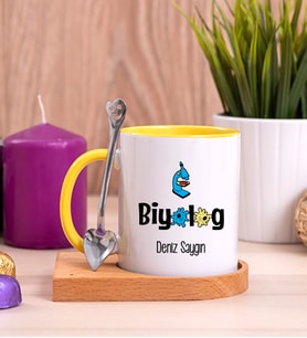 Biyolog Ahşap Altlıklı Sarı Kupa Bardak