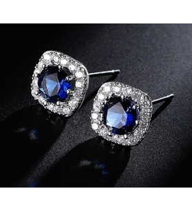 Monemel Swarovski Lacivert Kristal Taşlı Küpe (Altın Kaplama) Sevgililer Günü Hediyesi