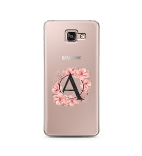 Pembe Çiçekli Harf Tasarım Süper Şeffaf Silikon Telefon Kılıfı Samsung A7 (2016)