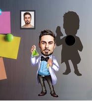 Kişiye Özel Kimyager Karikatürlü Ahşap Magnet Bay-1
