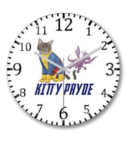 Kitty Pryde Duvar Saati Bombeli Gercek Cam
