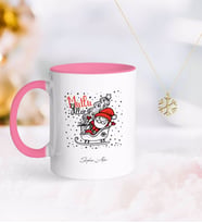 BK Gift Kişiye Özel Noel Baba Pembe Kupa ve Kar Tanesi Kolye-5 (Model 1)