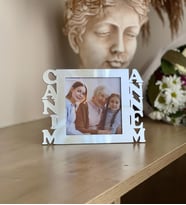 Kişiye Özel Fotoğraflı Canım Annem Mdf Çerçeve Gümüş