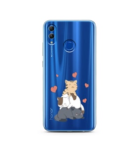 Kedi Kardeşler Tasarımlı Süper Şeffaf Silikon Telefon Kılıfı Huawei Honor 10 Lit