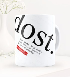 BK Gift Kişiye Özel Dost Temalı Beyaz Kupa Bardak