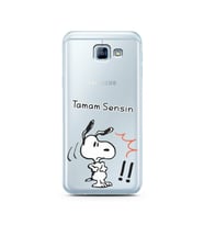 Snoopy Tasarımlı Süper Şeffaf Silikon Telefon Kılıfı Samsung A8 (2016)  