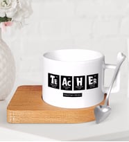 BK Gift Kişiye Özel Öğretmen Ahşap Altlıklı Seramik Fincan-2 (Beyaz)