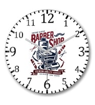 Barber Shop Duvar Saati Bombeli Gercek Cam